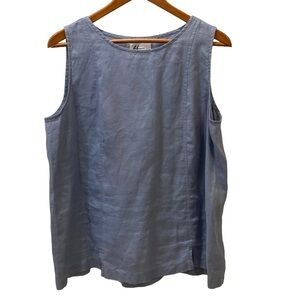 Andrea Jovine linen sleeveless top. Dusty blue. Size L